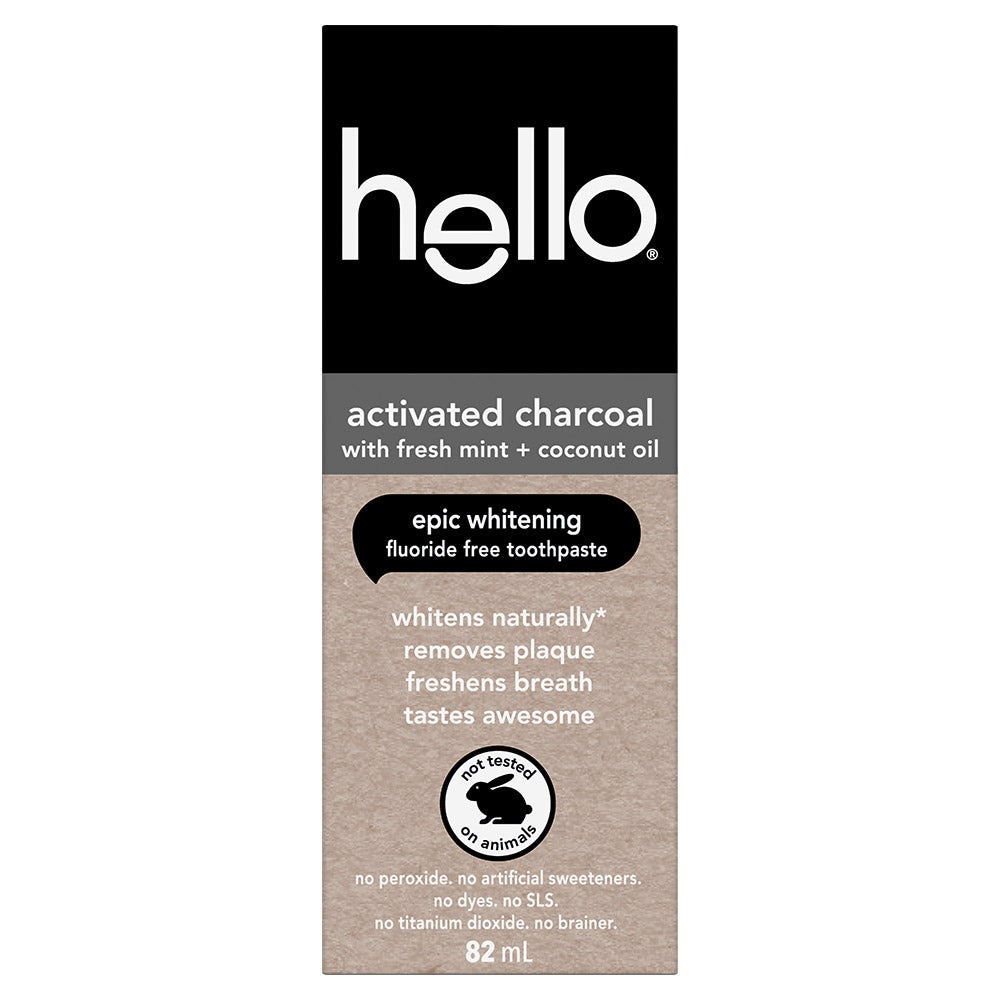 carton of activated charcoal toothpaste with mint and coconut oil, 82 ml.